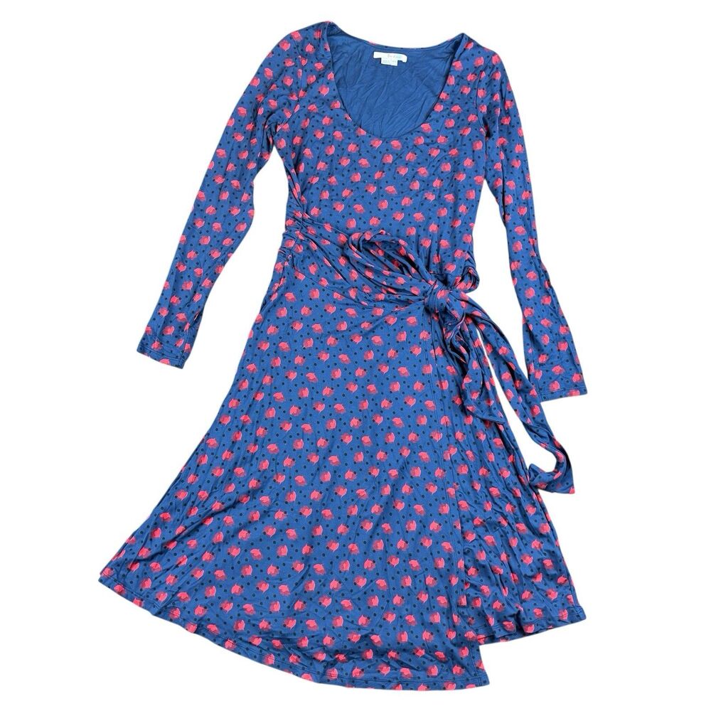 Boden Silvia Jersey Long Sleeve Faux Wrap Dress Floral Size US 6R UK 10R